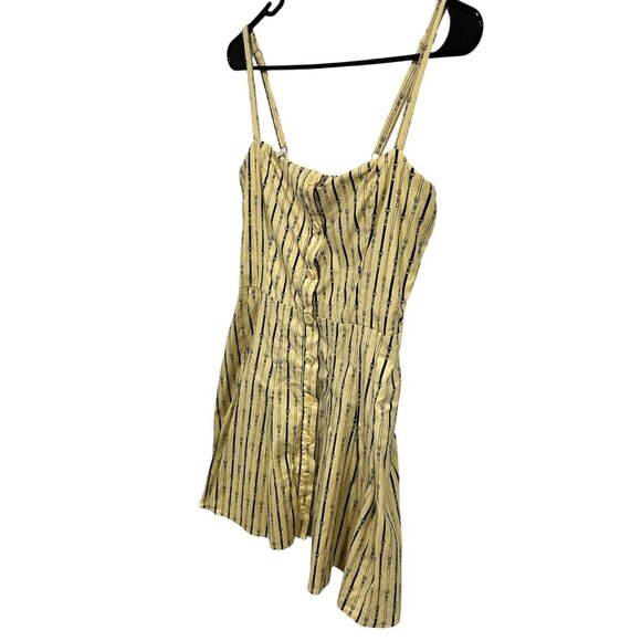 Reformation Yellow Black Striped Button Down Sundress Spaghetti Straps Sz 8 - Picture 3 of 9